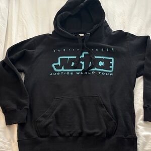 2022 JUSTIN BIEBER Justice Tour Black Hooded Sweatshirt-Small